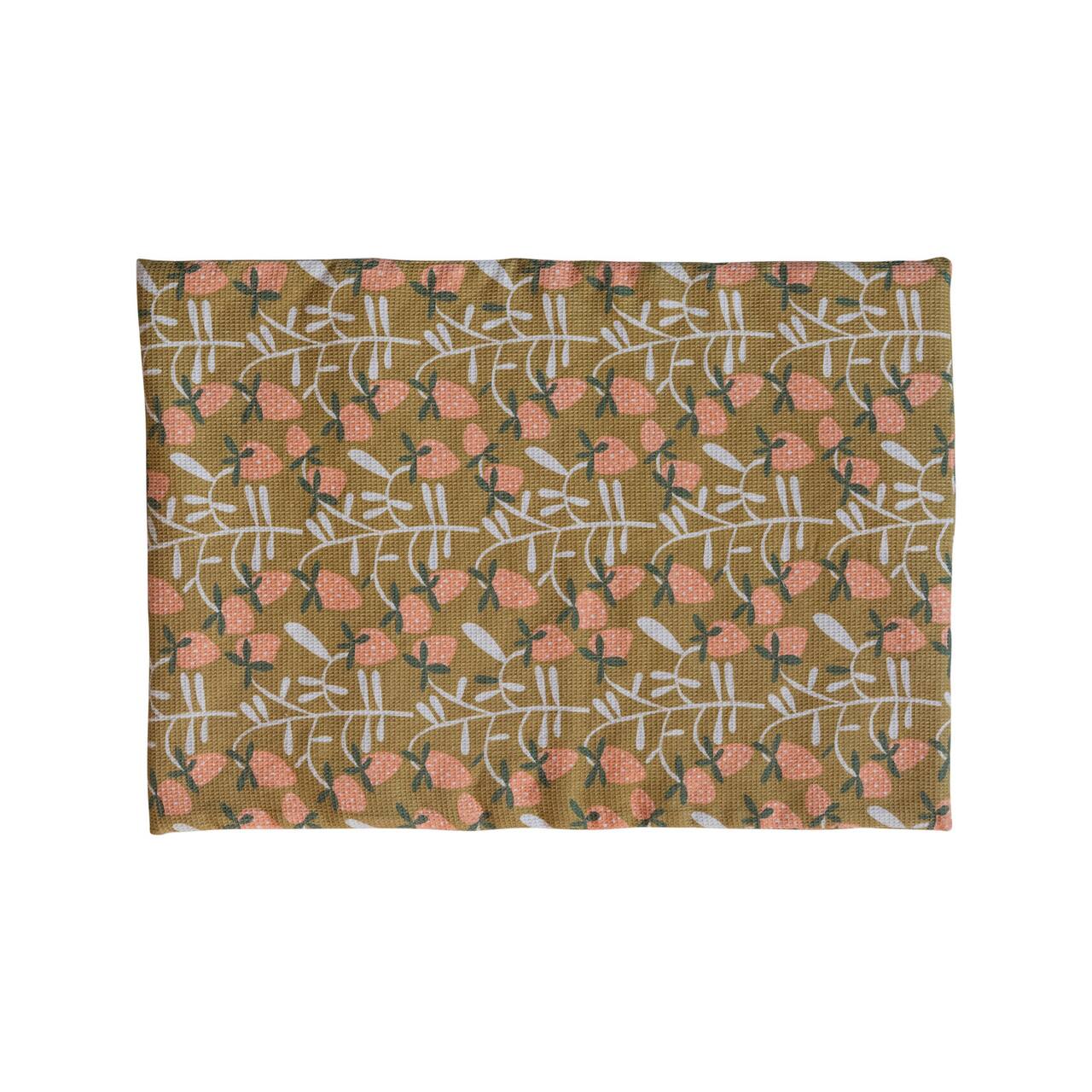 Hello Honey® Strawberry Cotton Dish Drying Mat with Quilted Terry Cloth Insert